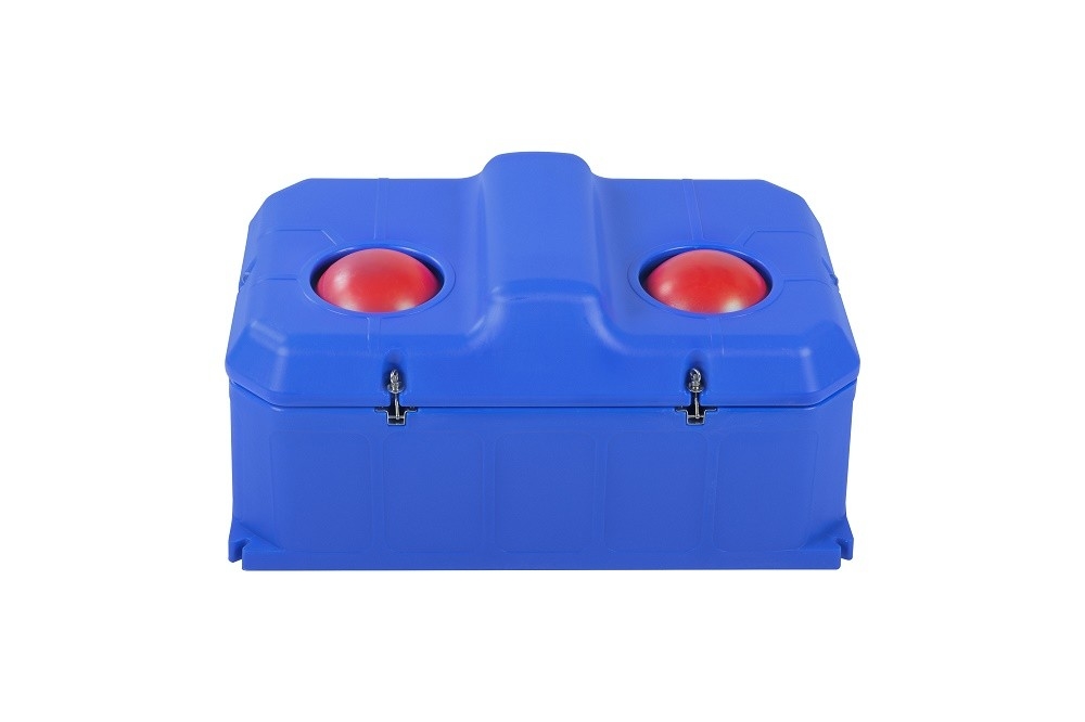 Grote capaciteit blauwe 85L vee drinker met ingebouwde temperatuurregeling 450mm drinkhoogte