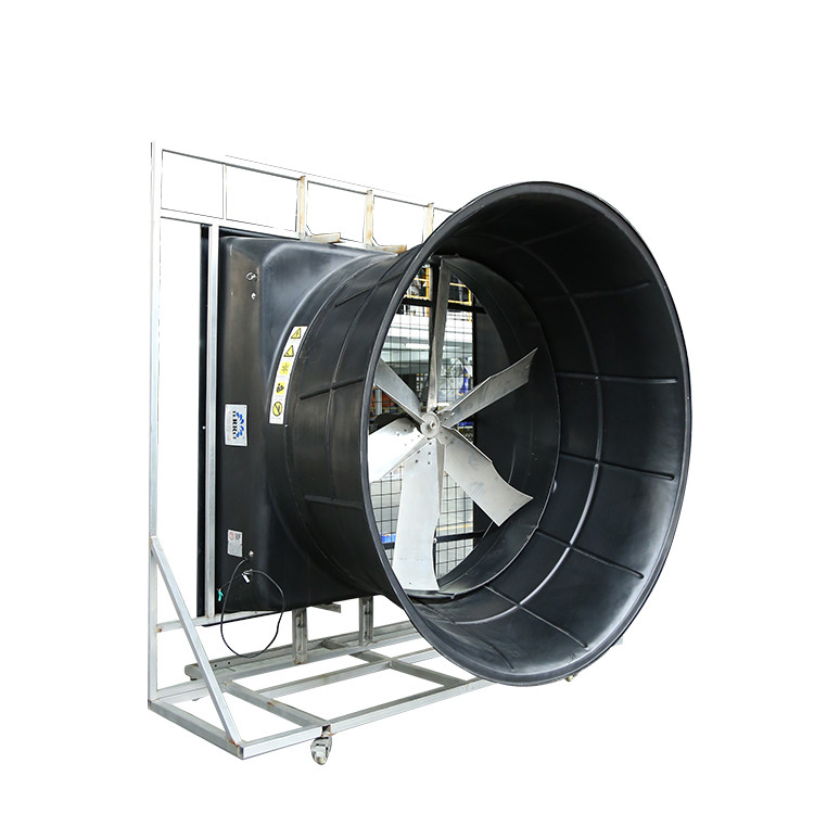 Industriële uitlaatventilator voor magazijnen met gebruikmaking van een asstroomventilator voor verbetering van de luchtkwaliteit