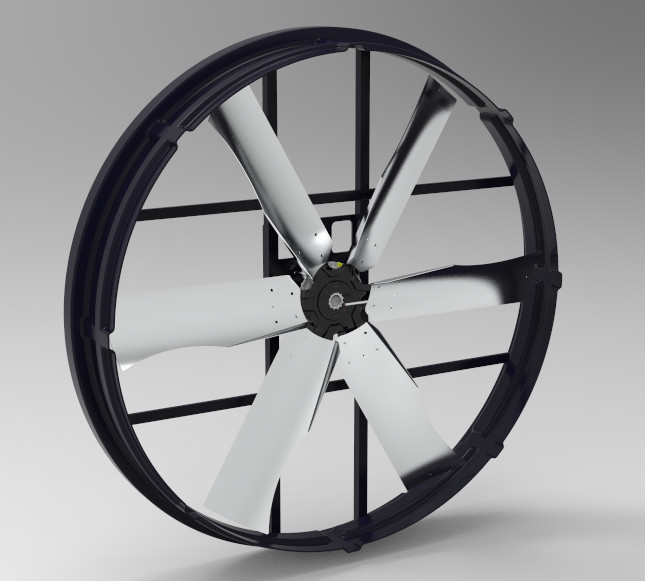 Industrieel paneel ventilator met maximale luchtstroom 120193 m3/h en 60 m3/h capaciteit Vortex Inline